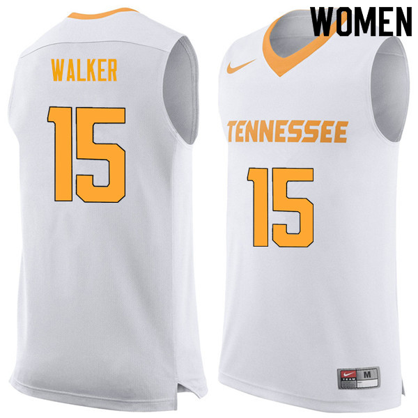 Women #15 Derrick Walker Tennessee Volunteers College Basketball Jerseys Sale-White - Click Image to Close